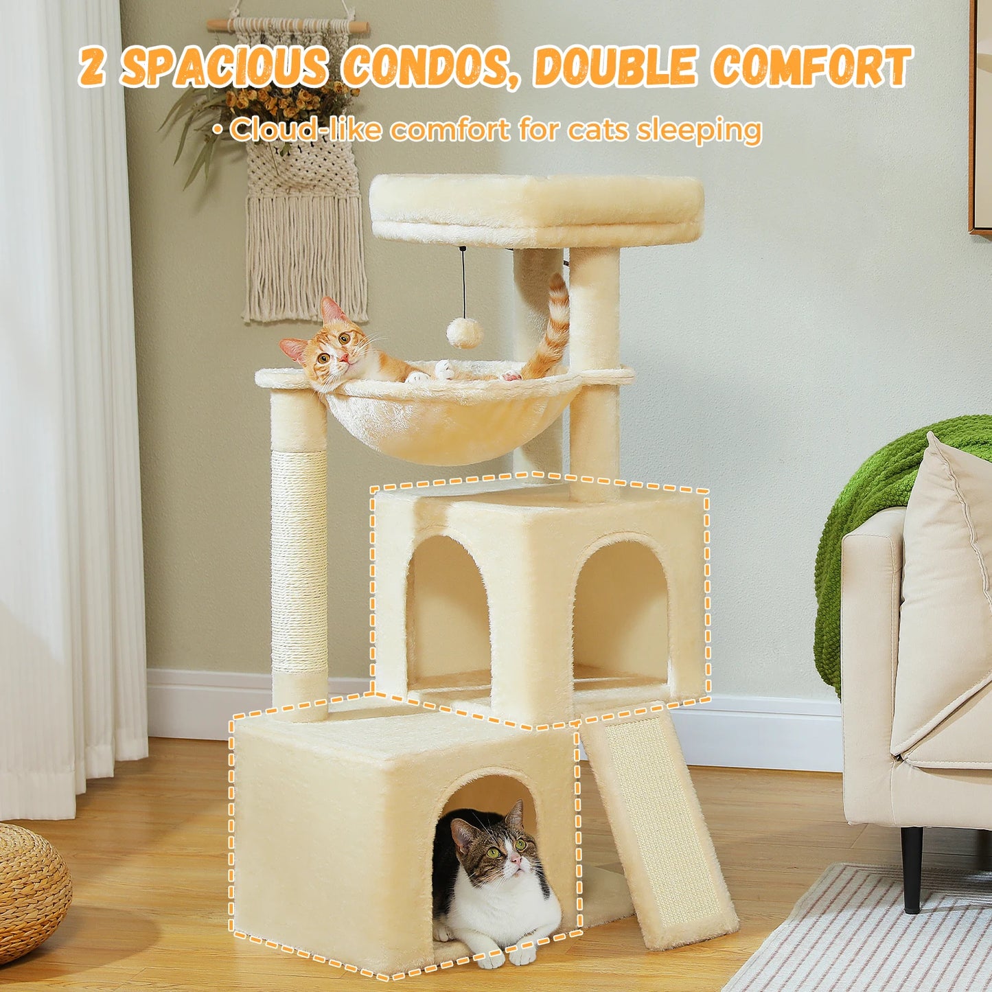 Multi-Level Cat Tree Tower with Scratching Pad