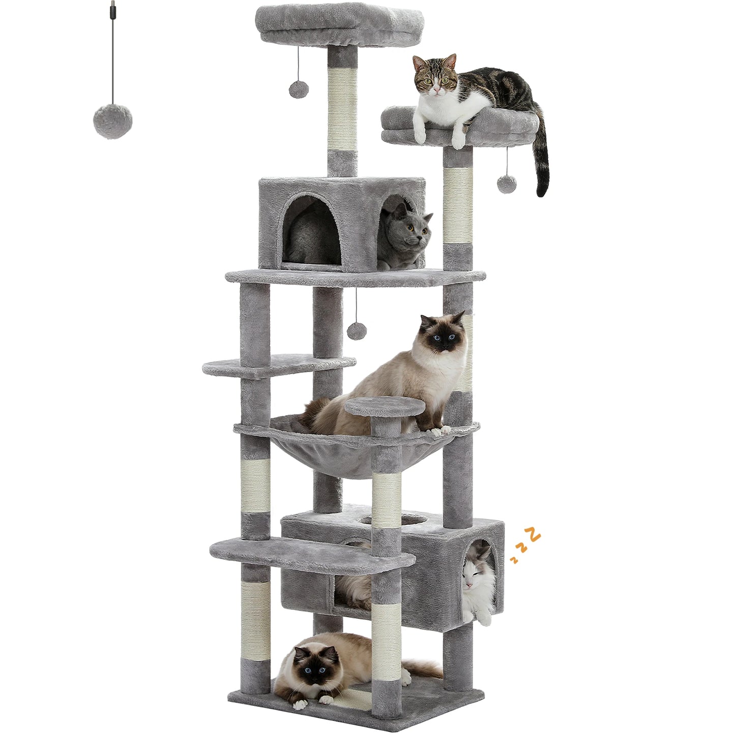 Multi-Level Cat Tree Tower with Scratching Board Hammock