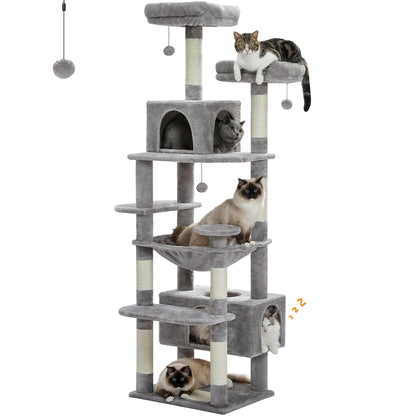 Multi-Level Cat Tree Tower with Scratching Board Hammock