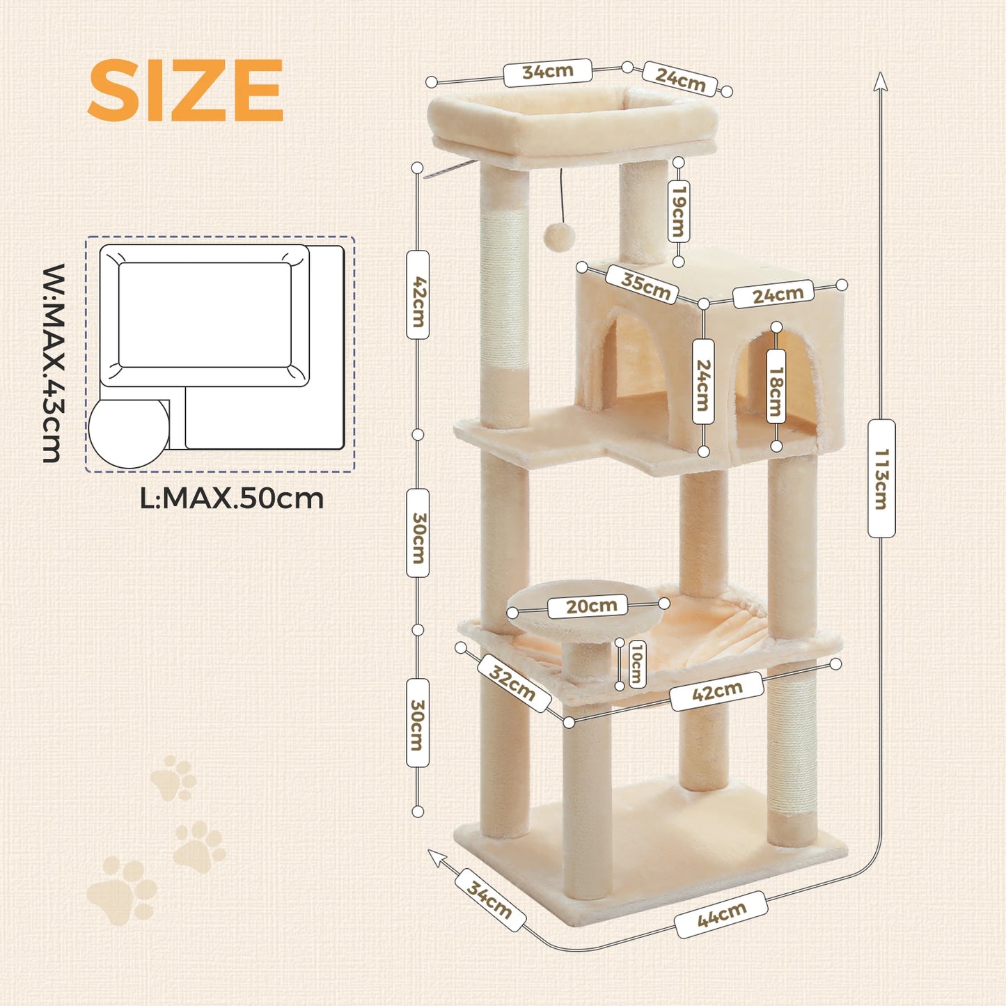 5-Level Cat Tree Tower with Top Perch