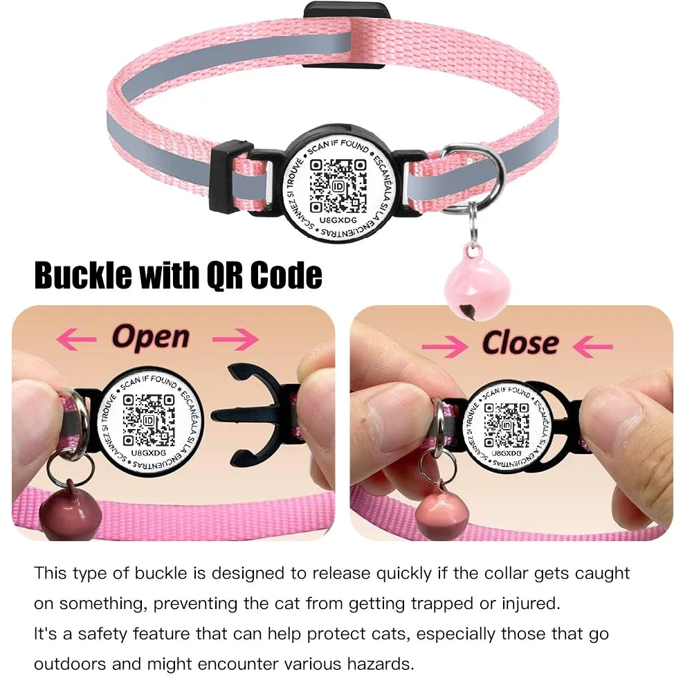 QR Code Pet Tag Reflective Kitten Collars, Cat Tag, Safety Quick Release