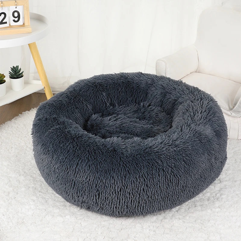 Large Round Plush Beds for Dogs & Cats