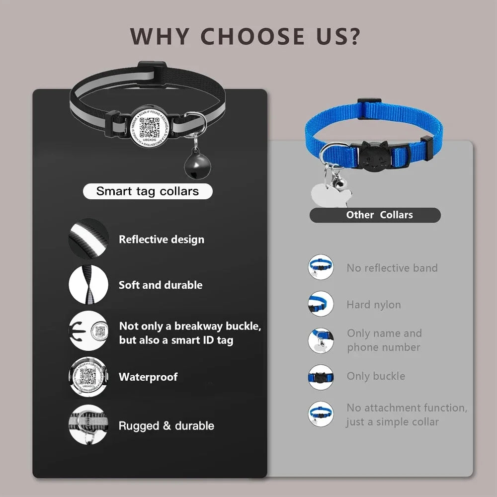 QR Code Pet Tag Reflective Kitten Collars, Cat Tag, Safety Quick Release