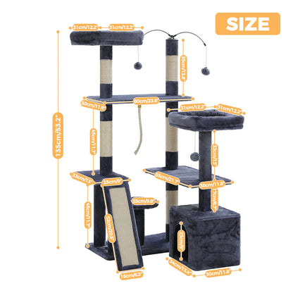 Cat Tree Tower with Cat's Favorite Perch -  Sisal Scratching Board