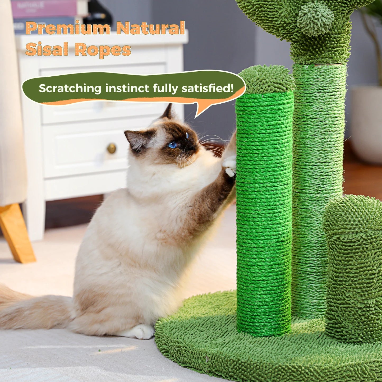 Cactus Cat Scratching Post with Natural Sisal Rope