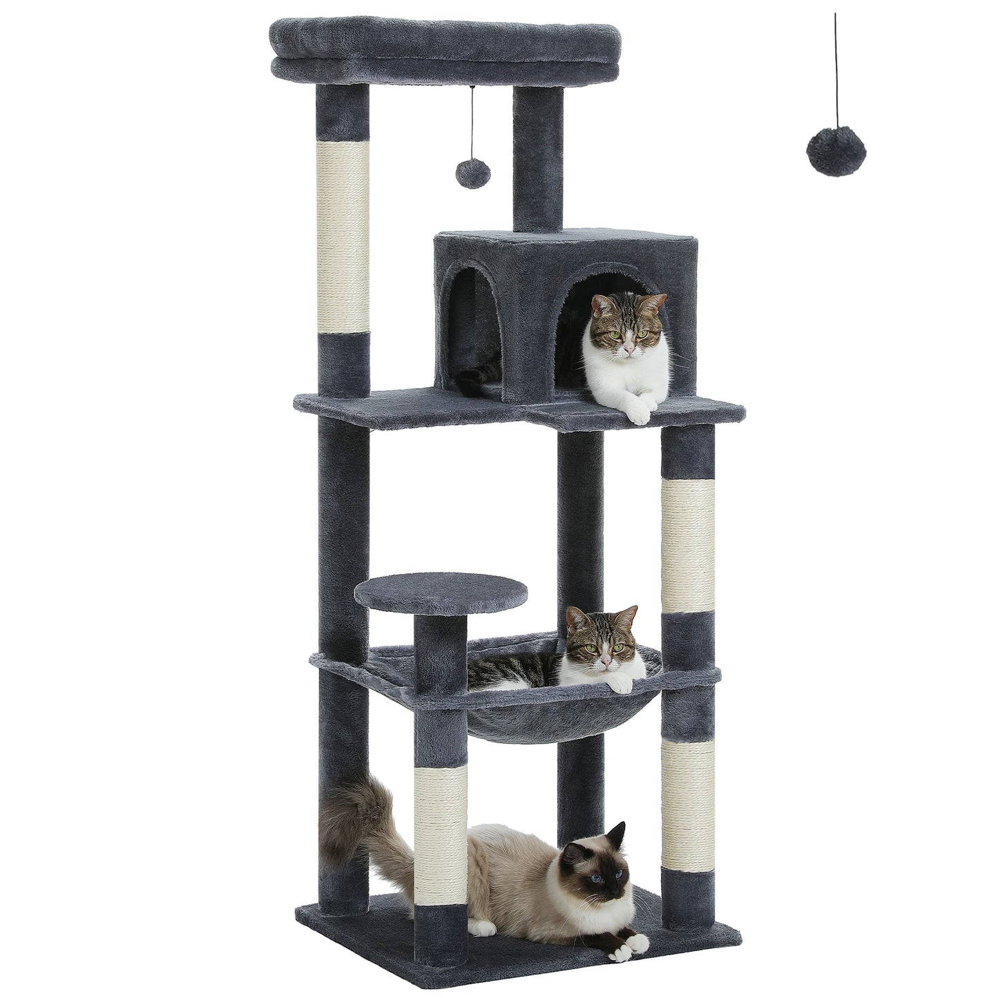 Multi-Level Cat Tree with Scratching Posts - Plush Cat Tower