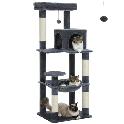 Multi-Level Cat Tree with Scratching Posts - Plush Cat Tower