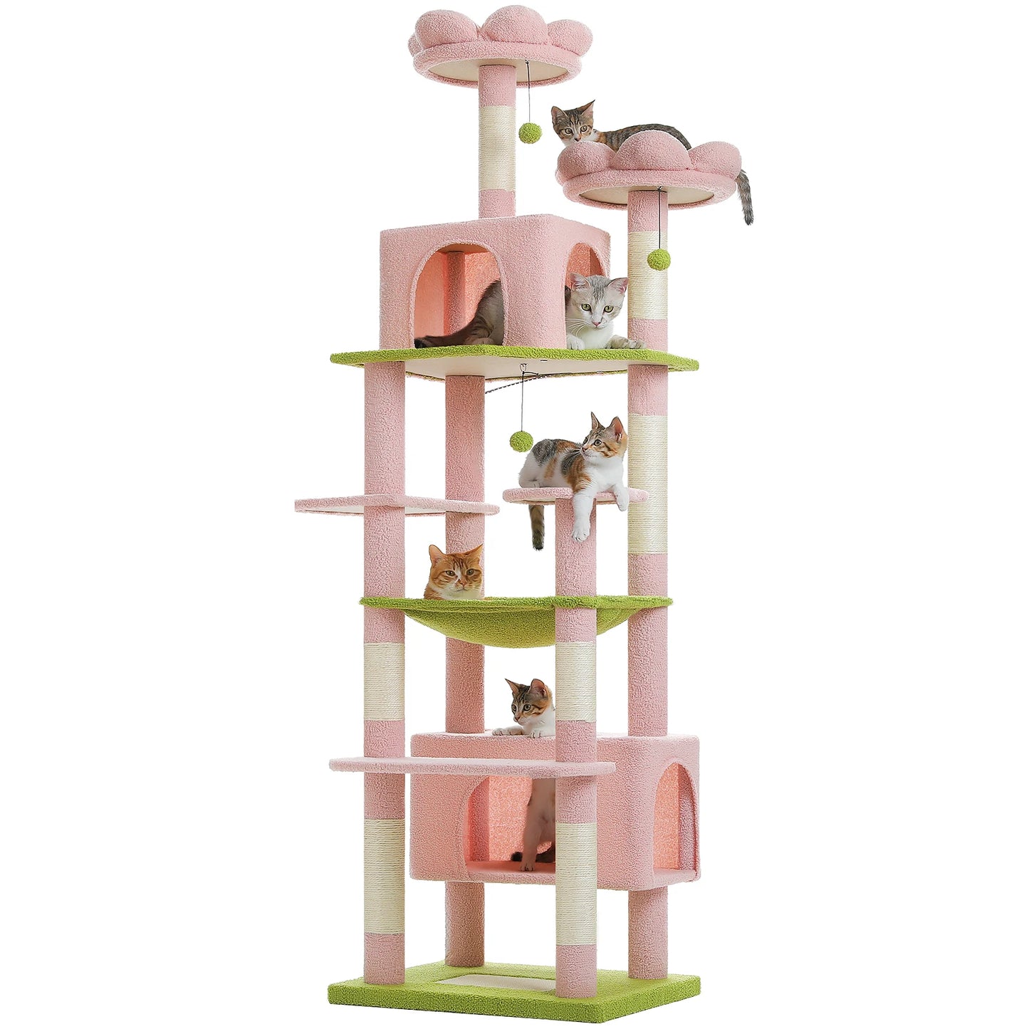 Cat Tree Tower with Oversized Hammock, Perches, Two Condos