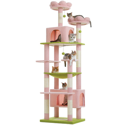 Cat Tree Tower with Oversized Hammock, Perches, Two Condos