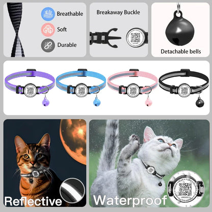 QR Code Pet Tag Reflective Kitten Collars, Cat Tag, Safety Quick Release